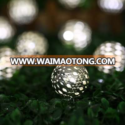 Hot sale Rechargable White 10 LED Solar Waterproof Metal Globe Decorative String Lights for outdoor, garden, patio decoration